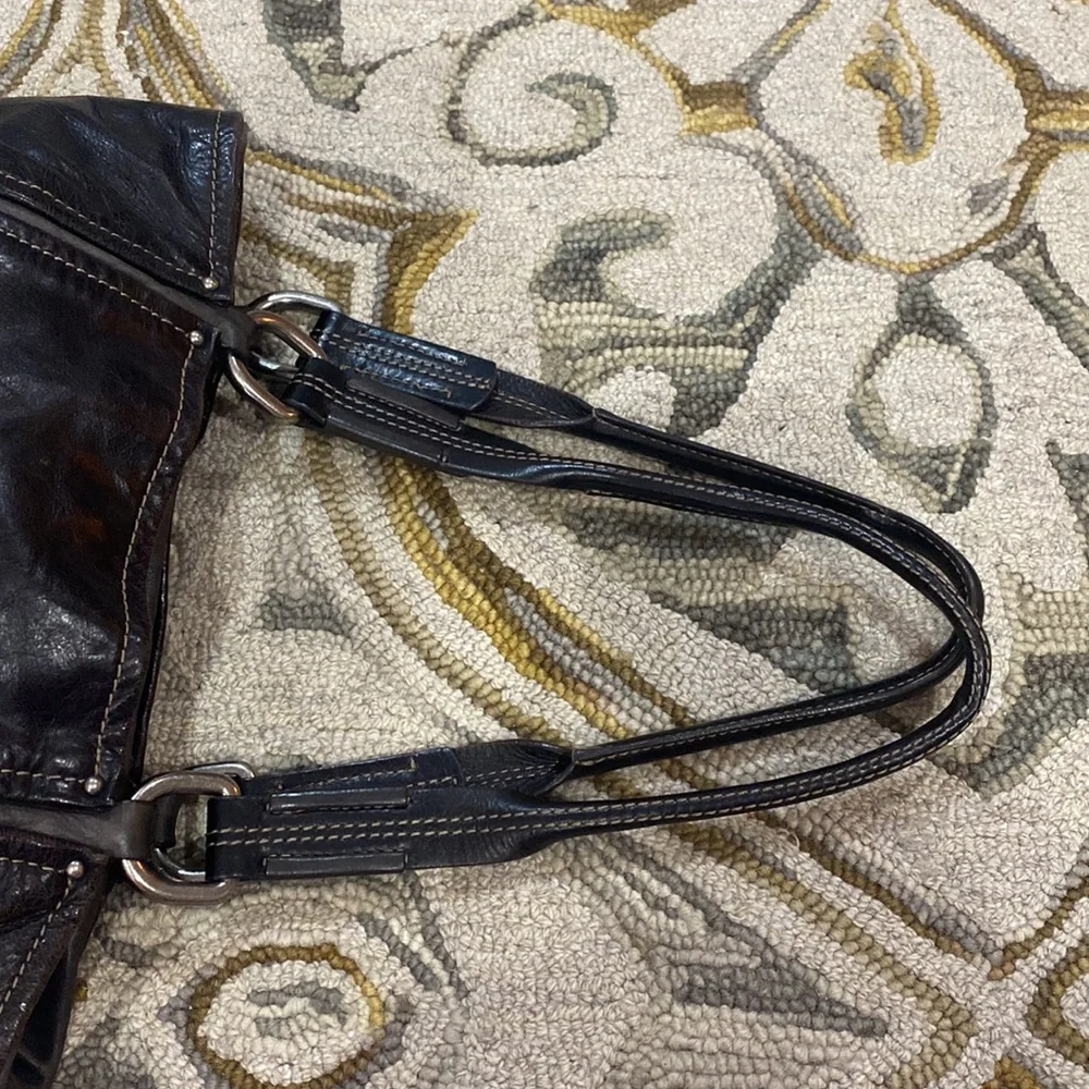 💕 Luana Italian leather large black top handle satchel bag 💕